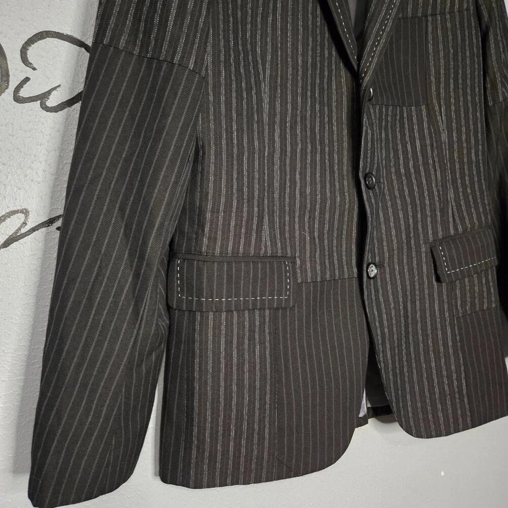 Marc Ecko Unique Pin Stripe Patchwork Black Blazer Sports Coat, S